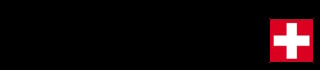 Swiss flag with white cross on red background next to simple red and green architectural outline